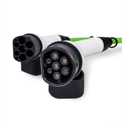 Rheidon Type 2 EV plug with 7-pin IEC 62196 connectors, 22kW fast charge, durable cable with caps for EV home or public charging